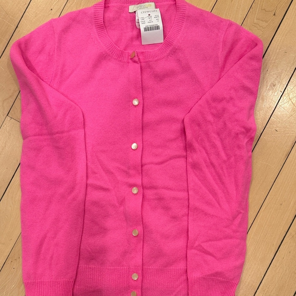 J CREW CREWCUTS Collection HOT Pink Neon Azalea Cashmere sweater size 14 NWT